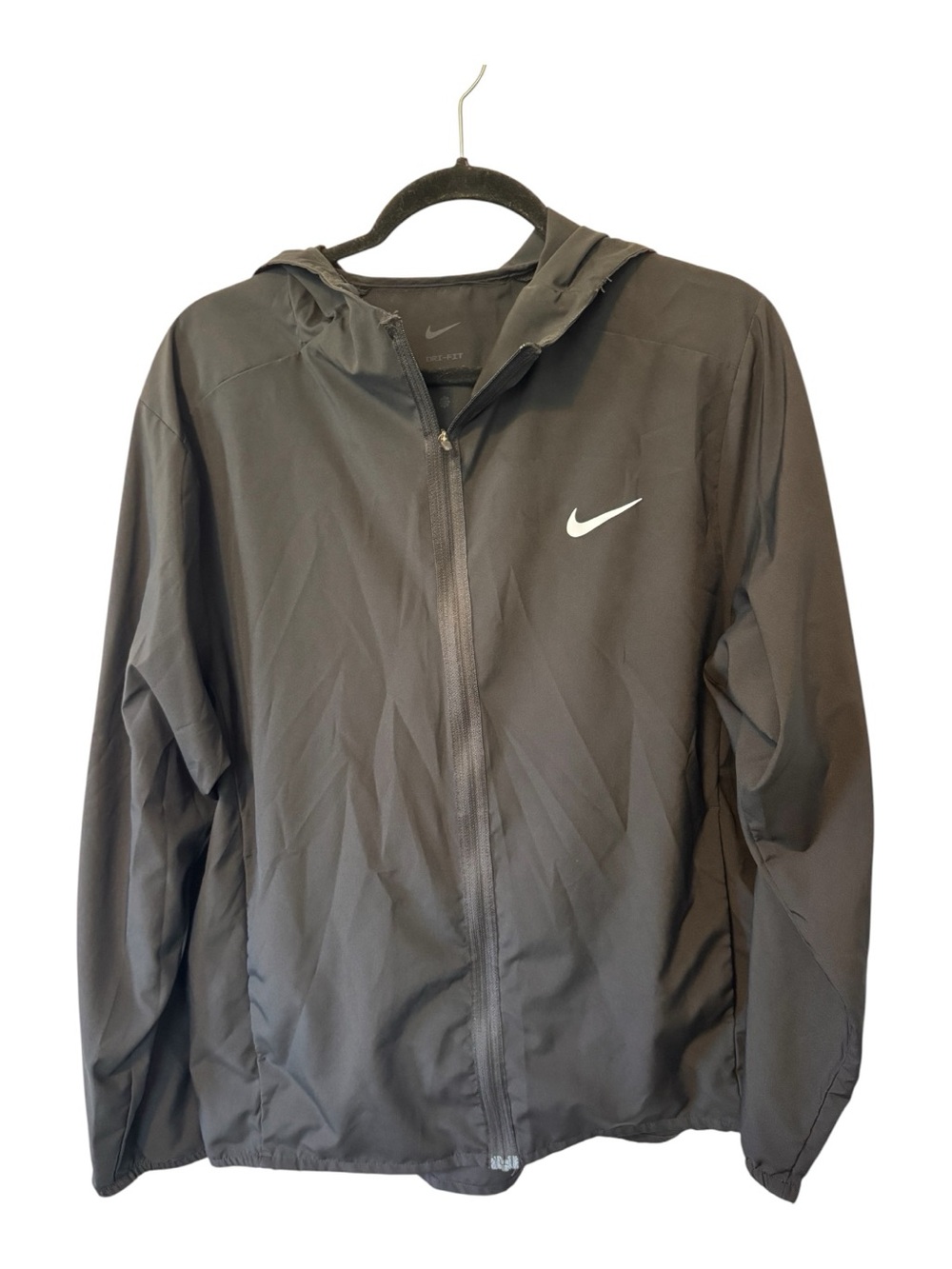 Nike Black Full-Zip Hooded Windbreaker Jacket Size Large